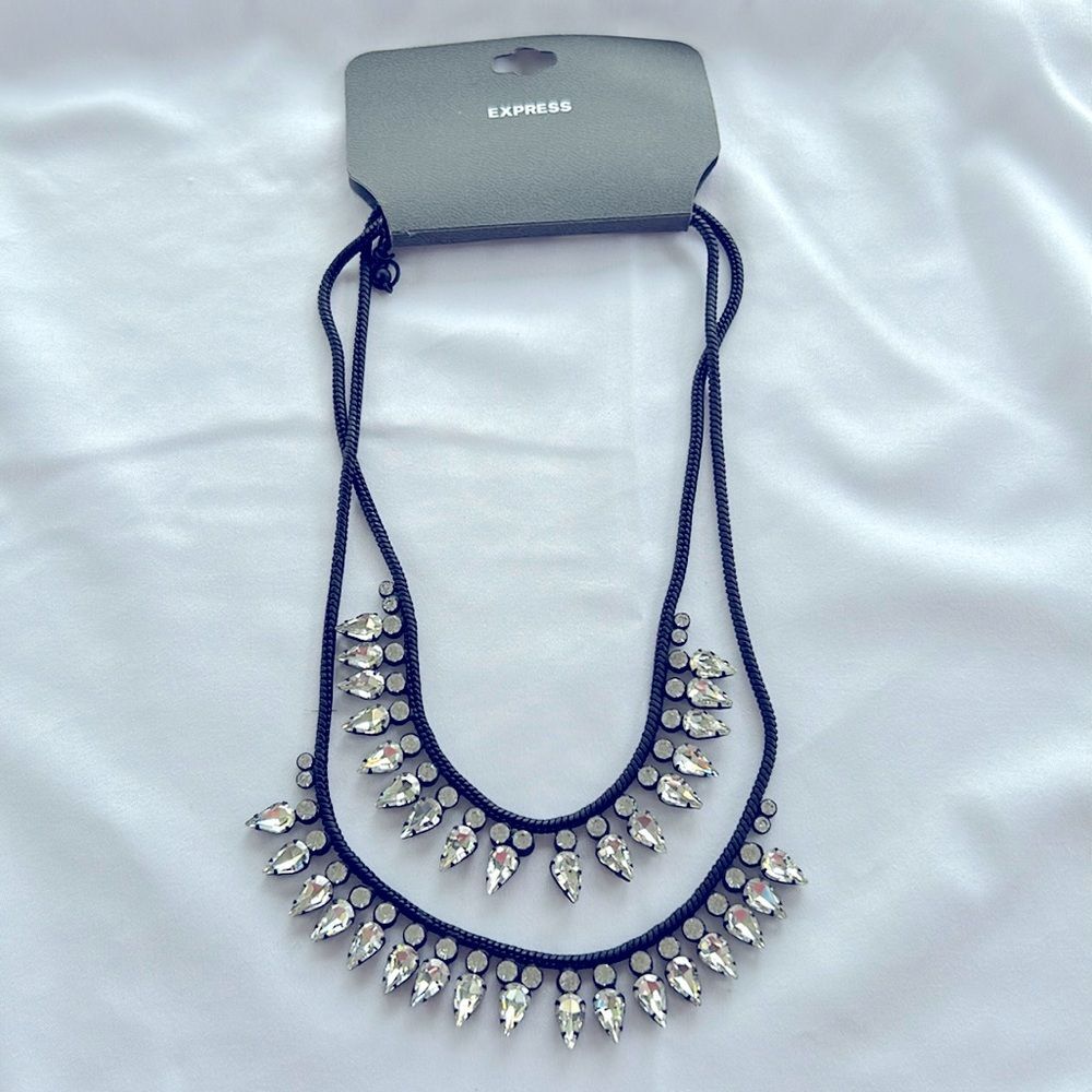 Express Double Layer Rhinestone Statement Necklace NWT